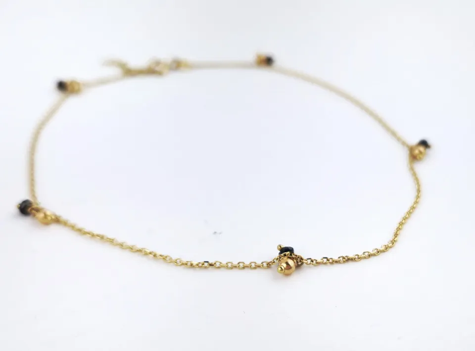 Bransoletka na nogę, złoto 585 żółte, cyrkonia