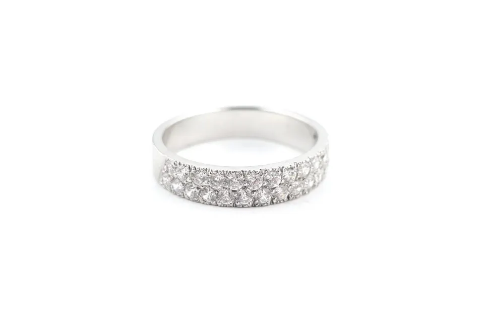 Pierścionek diamond, złoto 585 białe, cyrkonia