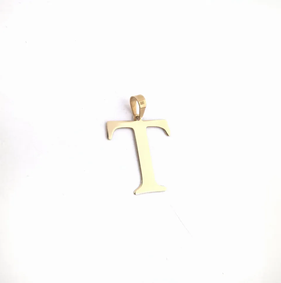 Zawieszka literka "T", złoto 585 żółte